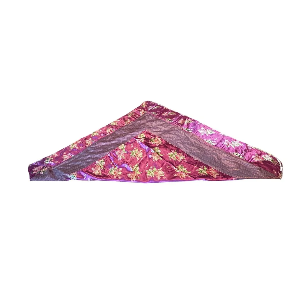 April Cornell Auberge Collection Pink Floral Striped Square Tablecloth Rayon